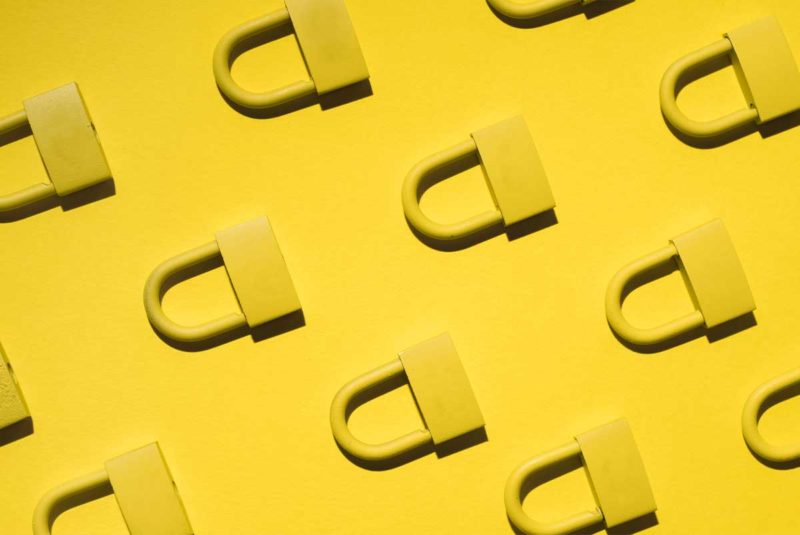 Yellow background with locks