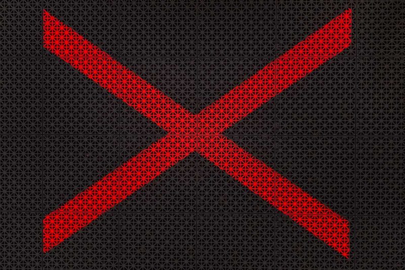 Red x on black background