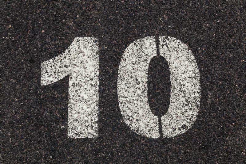 Concrete background with number 10