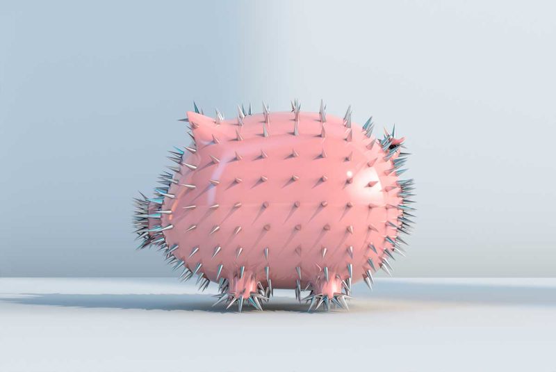 Spiky piggy bank