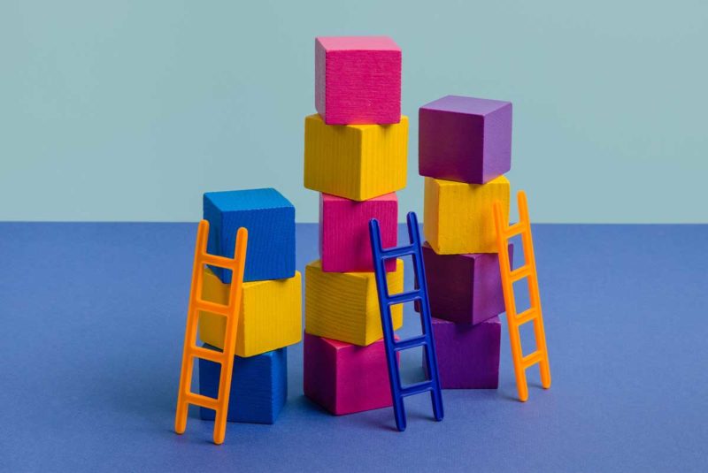 colorful stacked blocks with ladders