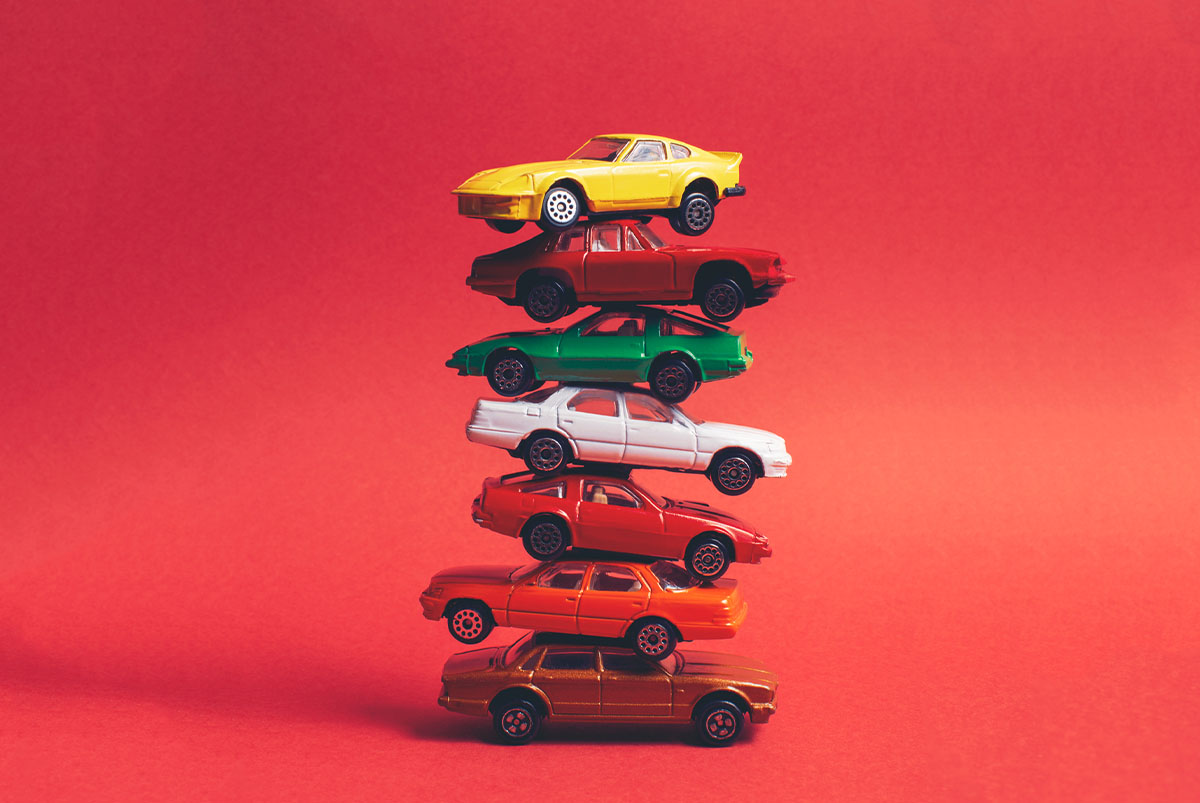 A stack of toy cars