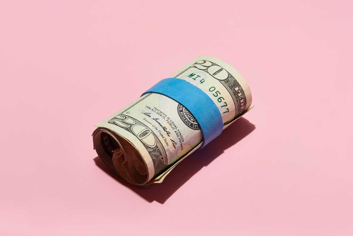 A roll of $20 bills