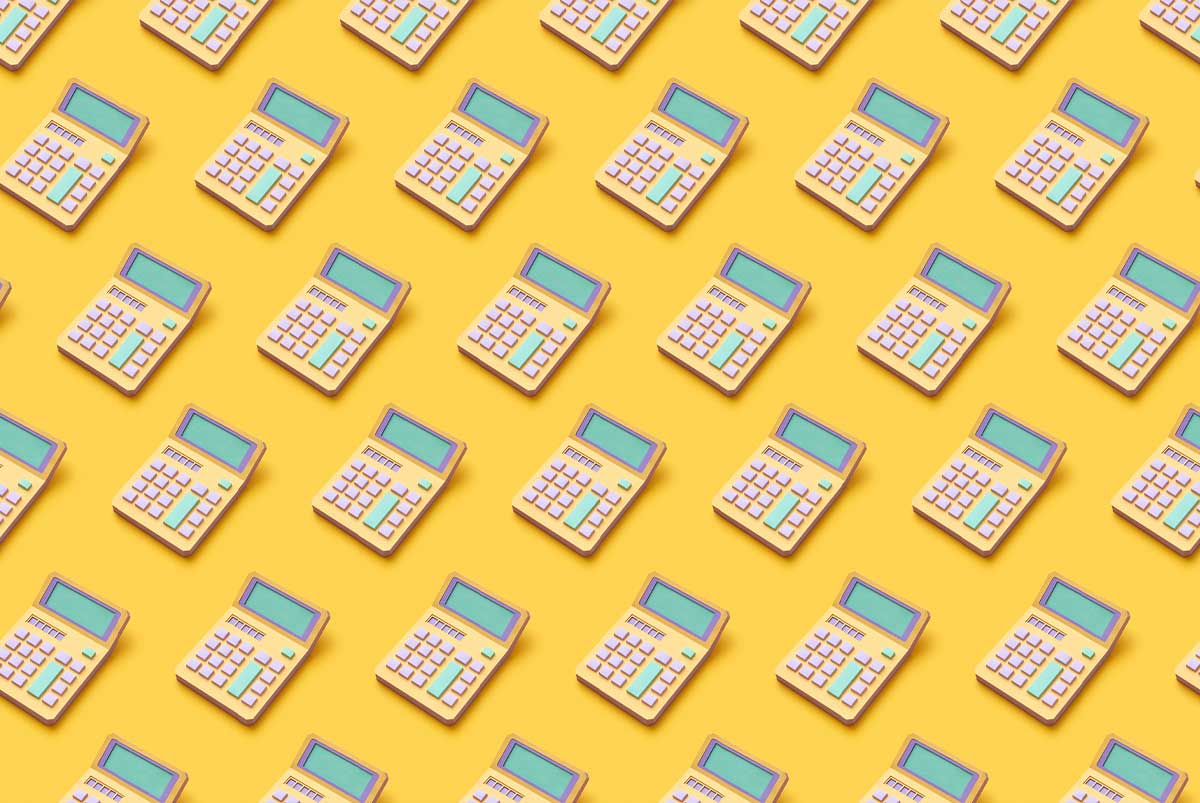 Calculators on yellow background