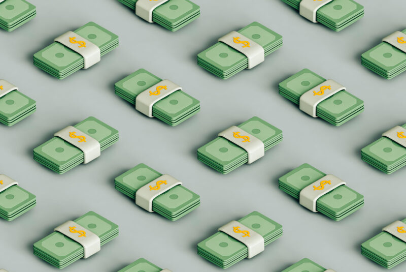 A conceptual image featuring bundles of cash.