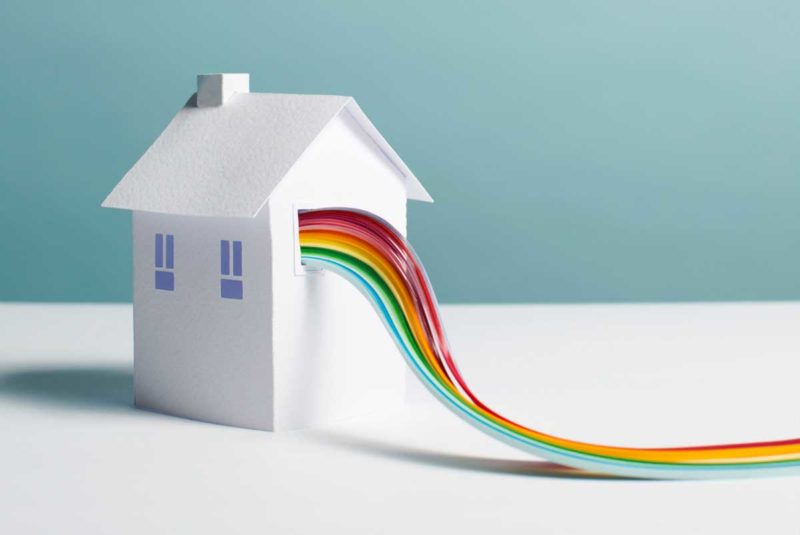 house with rainbow strands