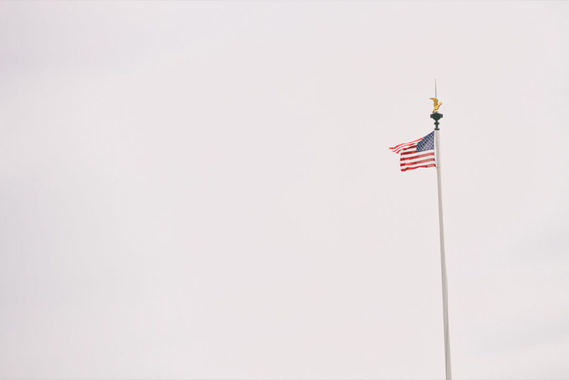 usa flag in distance