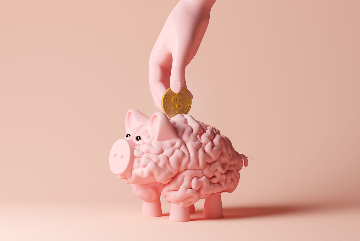 piggy bank in the shape of a brain