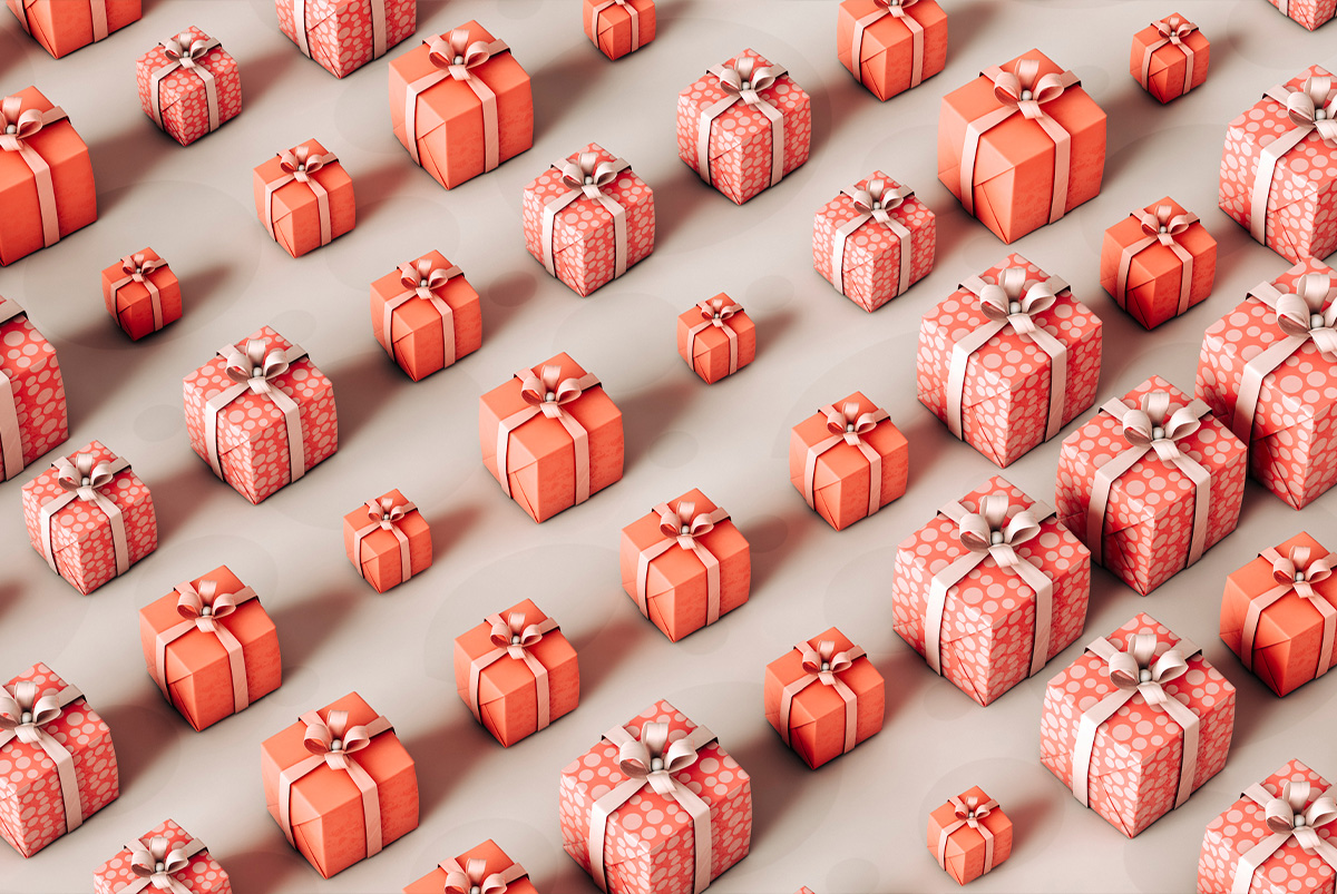 Conceptual pattern of gift boxes of various sizes