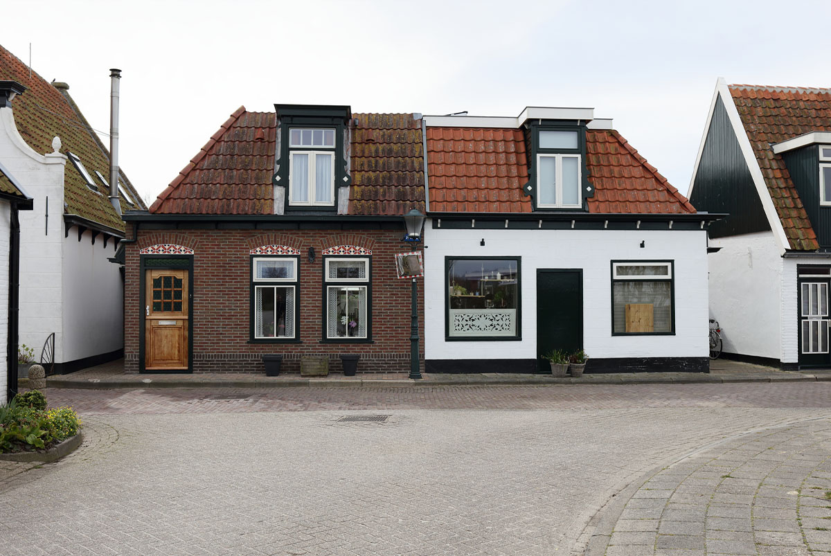 Two adjoining houses with different styles