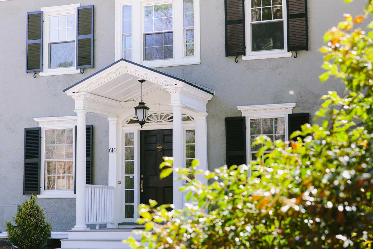 Front entry of colonial style home