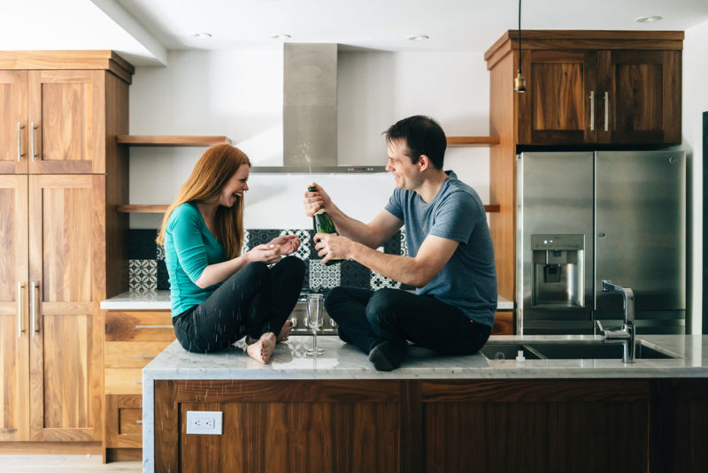 Young couple celebrating new home