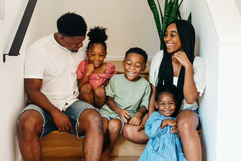African American family in new home